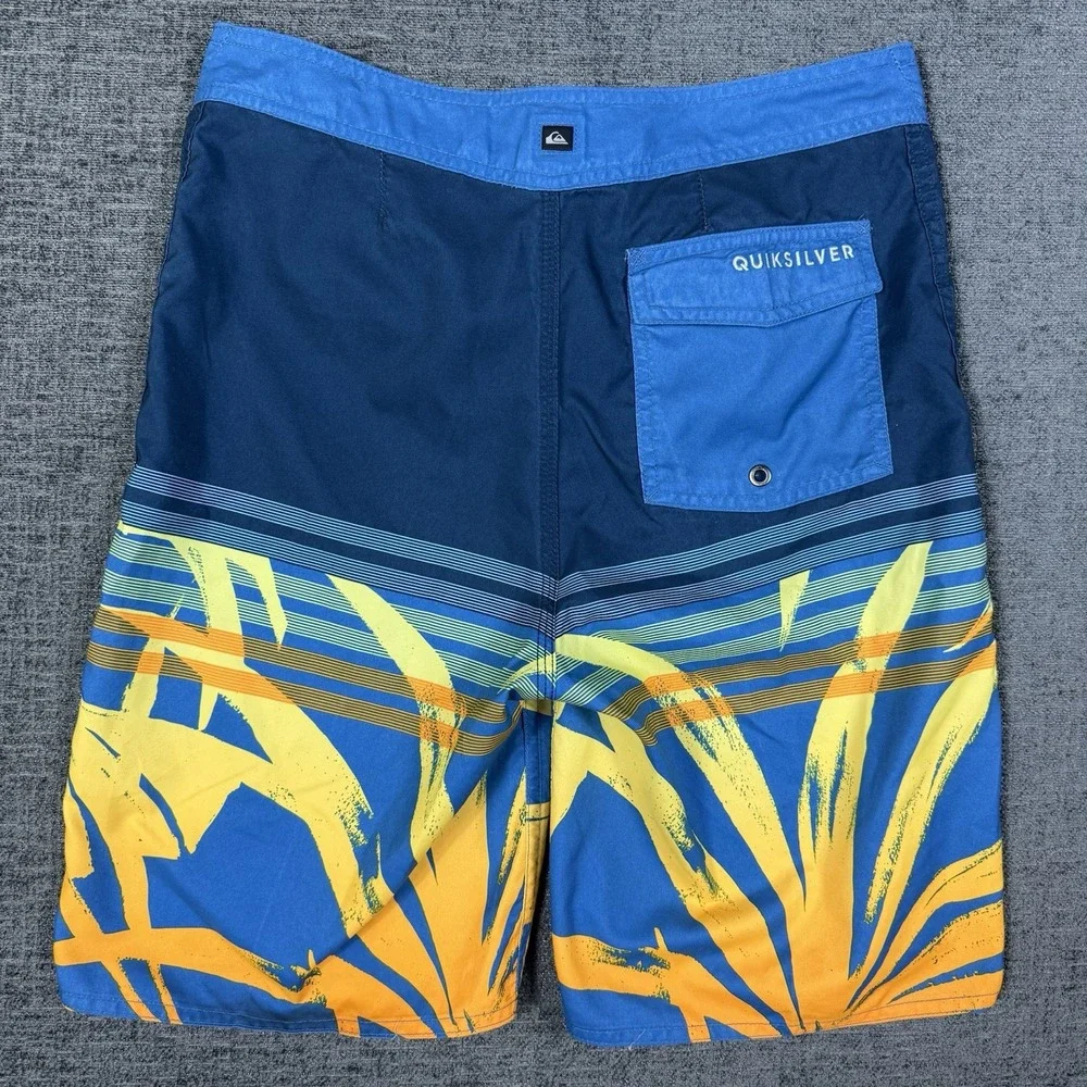 Quicksilver Board Shorts Mens‎ 28 Swim Trunks Orange Blue Beach Hawaiian